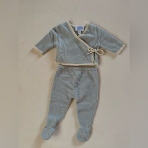 Baby CZ Gray and Cream Cozy Wrap Top & Footed Pants Matching Set